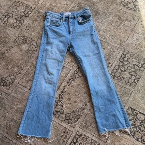 Zara Light Blue Flare Jeans with Raw Hem